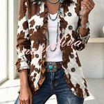 Stylish and Unique Printed Ruffle Trim Button-down Long Sleeve  Jacket