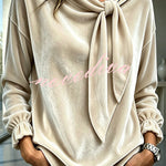 Celeste Velvet Flowing Blouse with Bow Detail