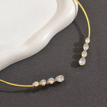 Fashionable Teardrop-shaped Zircon Copper Coil Open Necklace