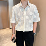 Hollow 3D Floral Short-sleeved Shirt