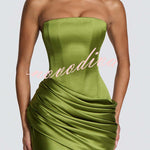Ella Satin Detachable Asymmetric Off Shoulder Drape Panel Back Lace-up Maxi Dress