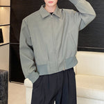 Zip-up Slim-fit Lapel Jacket