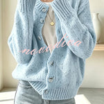 Atmospheric Mixed Color Knit Colorful Dots Button Up Long Sleeve Cardigan