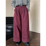 Cuffed Wide-leg Cotton High-rise Straight-leg Trousers