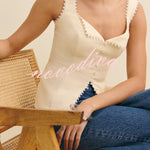Fashionable Lace-trimmed V-neck Sleeveless Slim-fit Vest