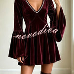 Vintage-Inspired Pearl Velvet Swing Dress