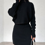 Zeagoo Women's Casual Two Pieces Sets Turtleneck Sweater and Mini Skirt Suits