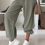 Stylish Denim High Rise Pocket Drawstring Cuffs Lantern Jeans