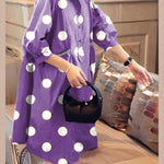 Vintage Pink Pockets Button Fall Half Sleeve Shirt dress