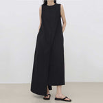 Sleeveless Irregular Black Long Dress