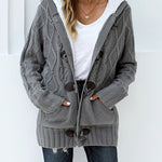 Zeagoo Women's Casual Loose Fitting Fluffy Button Down Knitwear Coatigan Chunky Cable Hooded Cardigan