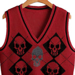 Halloween Skull Argyle Knit Sweater Vest