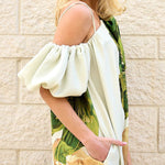 A-Line Loose Elasticity Flower Print One-Shoulder Maxi Dresses