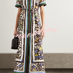 Bohemian Style Leopard Print Linen Shirt Dress