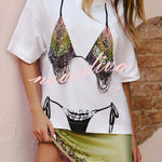Nashville Night Out Colorful Tassel Bikini Fun Pattern Loose-fitting T-shirt