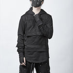 Dark Loose Hooded Pullover Sweatshirt