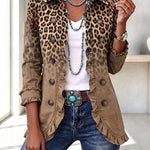 Stylish and Unique Printed Ruffle Trim Button-down Long Sleeve  Jacket