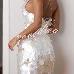 Sexiness and Elegance Sequin V-Neck Sleeveless Back Lace-up Mini Dress