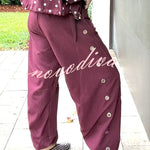 Kadence Denim Side Metal Hollow Ring Detail Pocket Lantern Pants