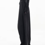 Asymmetrical Layer Button Baggy Wide Leg Pants