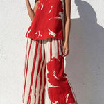 Abstract Brushstroke Sleeveless Tunic & Cropped Pant Set