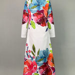 Long Sleeves Loose Buttoned Flower Print Lapel Maxi Dresses Shirt Dress