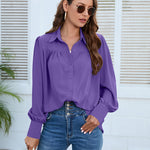 Zeagoo V Neck Button Down Shirts Long Sleeve Collared Blouses Tops