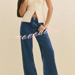 Fashionable Lace-trimmed V-neck Sleeveless Slim-fit Vest