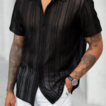 KZZ Men's Semi-Sheer Short-Sleeve Shirt