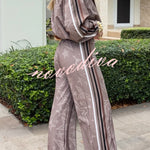 Rylee Colorblock Striped Star Print High Rise Elastic Waist Wide Leg Pants