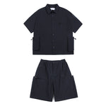 Japanese Functional Large Pocket Shirt Casual Loose Overalls Two-piece Set