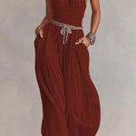 Bohemian Halter Neck Wide-Leg Jumpsuit