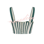 Claudine Striped Heart-shaped Smocked Tank and Raffia Buckle Belted Pocket Bubble Shorts Set