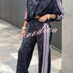Rylee Colorblock Striped Star Print Zipper High Neck Pocket Sporty Jacket