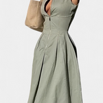 Blanca Pleated Wide Leg Jumpsuit with Round Neck