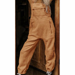 Women's Fleece Thermal Overalls With Zippered Pockets