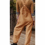 Women's Fleece Thermal Overalls With Zippered Pockets