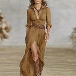 Aurora | Linen-Blend Pleated Maxi Dress