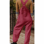 Women's Fleece Thermal Overalls With Zippered Pockets