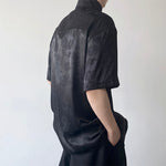 Vintage Jacquard Stand Collar Short Sleeve Shirt