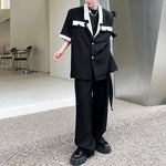 Contrast Lapel Short Sleeve Shirt Jacket