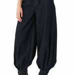 Luna Denim High Rise Pocket Adjustable Buckle Ankle Strap Harem Pants