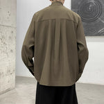 Retro Irregular Button Stand Collar Shirt