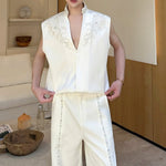 Handmade Pearl Embroidered Jacquard Stand Collar Vest