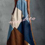 Tuscan Sun Geometric Patchwork Halter Dress