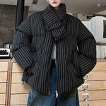 Striped Scarf Thick Cotton Coat