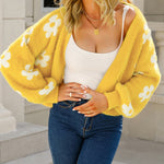 Zeagoo Women's Cute Daisy Knit Cardigan Long Sleeve Casual Flower Open Front Sweater Tops