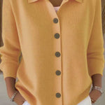 Casual Stylish Knit Solid Color Shirt Neck Button Up Long Sleeve Cardigan