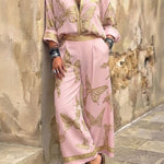 Flowy Butterfly Pattern Two-Piece Set