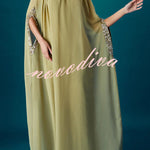 My Dearest Chiffon Sequin Trim High Neck Batwing Cutout Sleeve Cape Maxi Dress